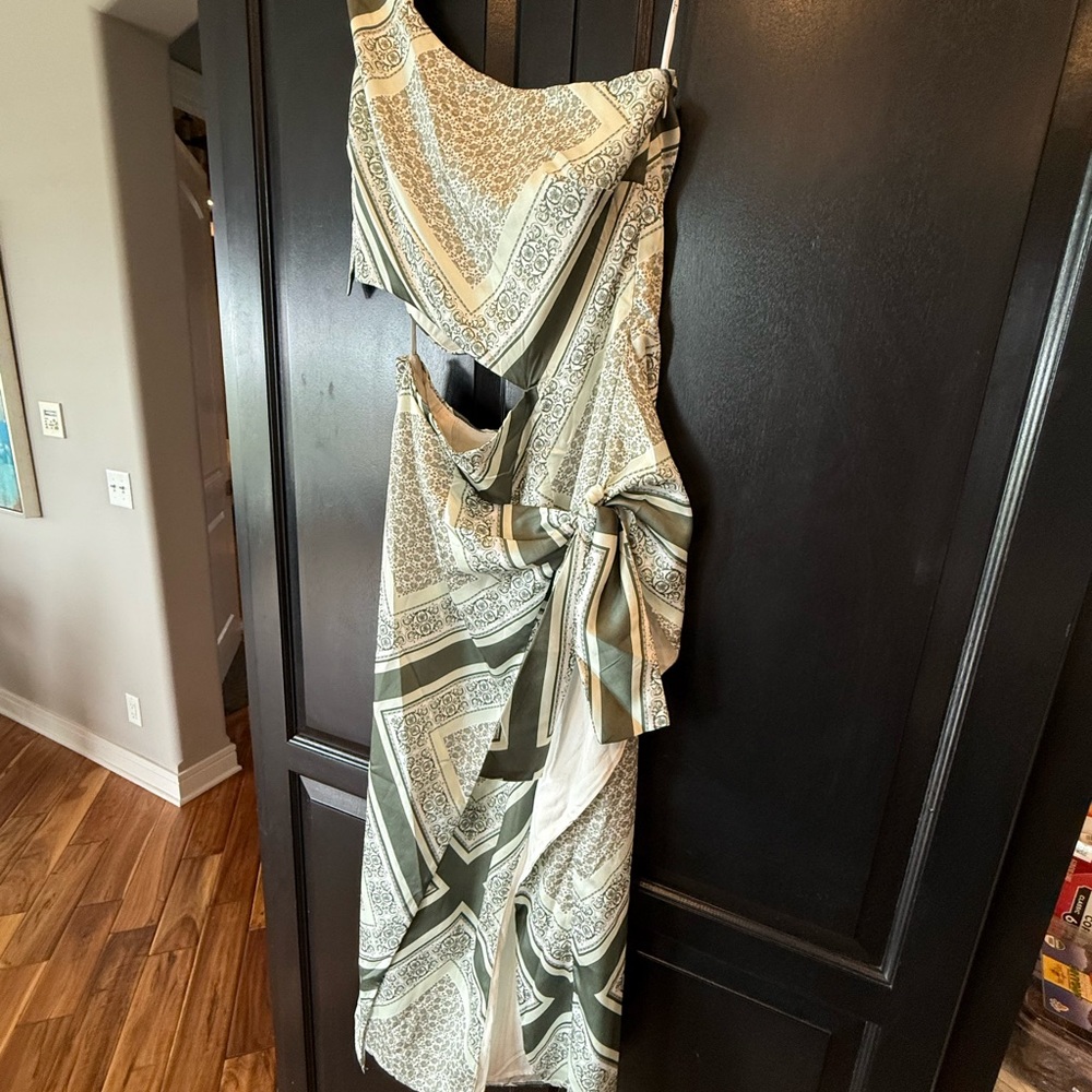Lulu's Silver Asymmetrical Ruched Cocktail Dress